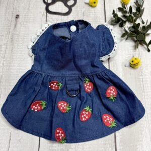Blue Denim Dog Summer Dress Back Pic
