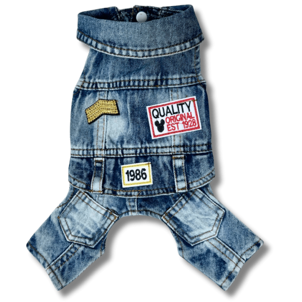 Full Denim Dog Jacket with Jeans 'Biker Style' Back Full Denim Dog Jacket with Jeans 'Biker Style' Back