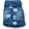 Simple Denim Dog Shirt with Daisies Back