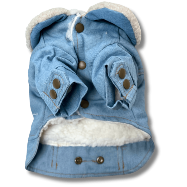 Small Denim Dog Fleece Collar Jacket Front