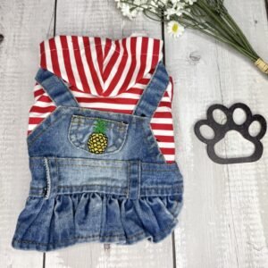 Small Dog Denim Summer Dress with Hoodie