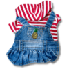 Small Dog Denim Summer Dress with Strip Hoodie Back