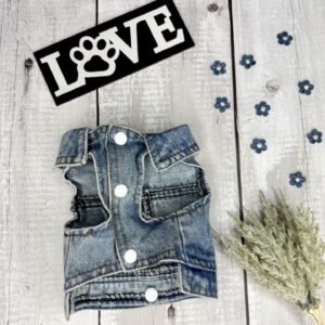 All Season Light Denim Dog Jacket Front Pic