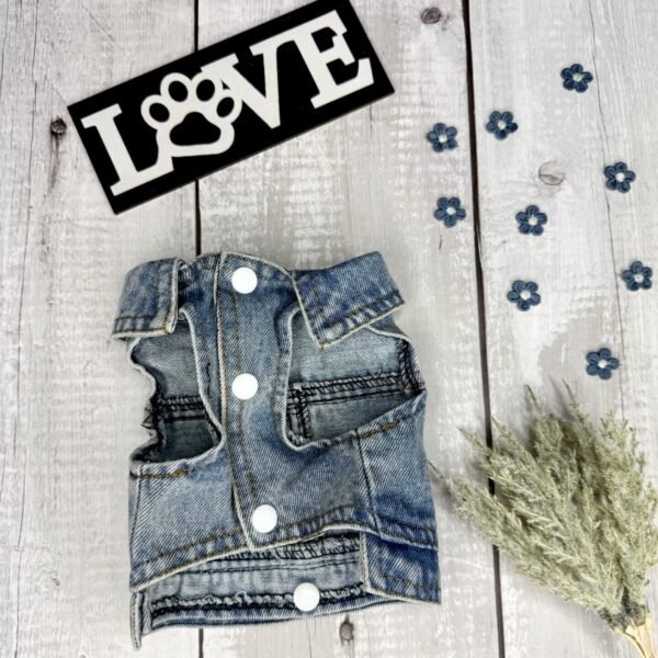 All Season Light Denim Dog Jacket Front Pic
