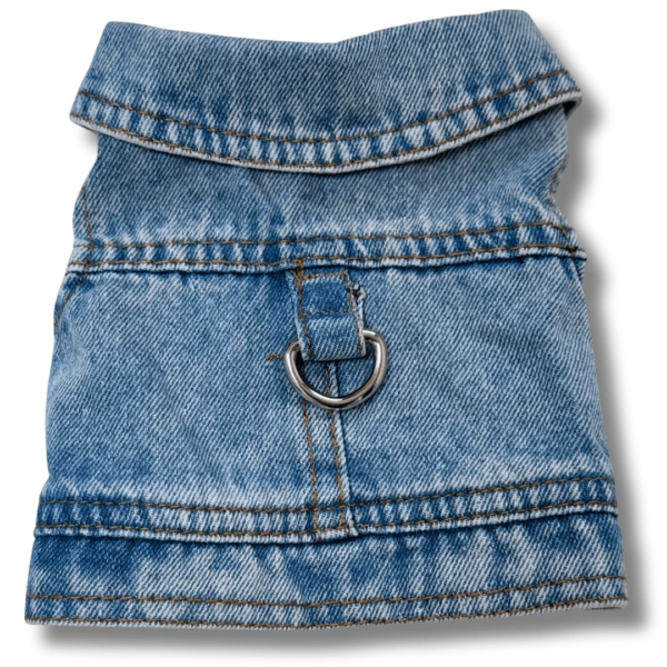 All Season Light Denim Dog Sleeveless Jacket Back