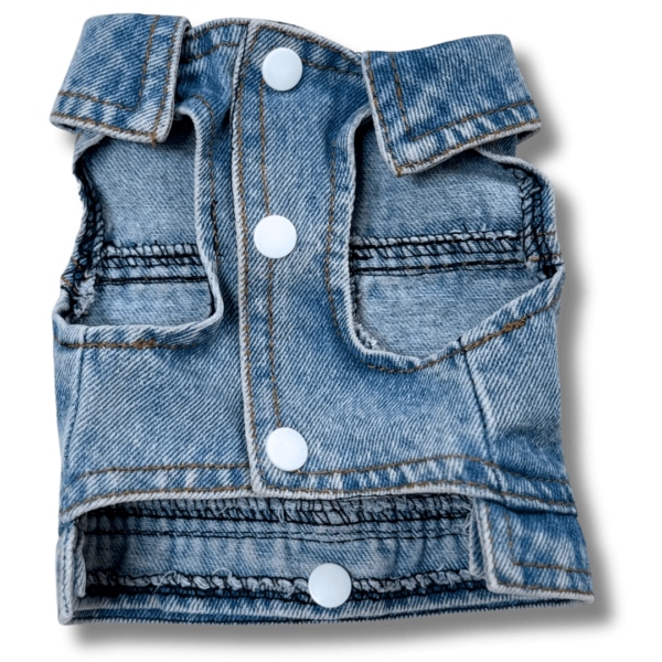All Season Light Denim Dog Sleeveless Jacket Front