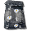 Black Denim Dog Shirt Daisies Back