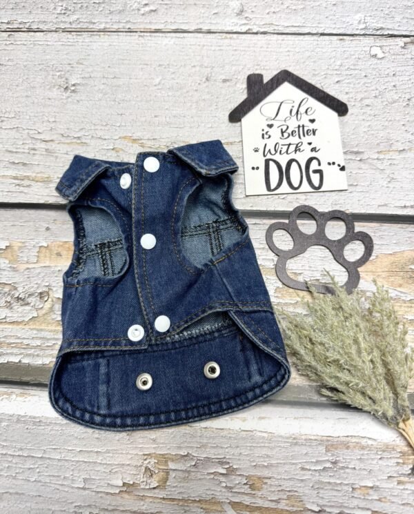 Blue Denim Dog Jacket Front pic