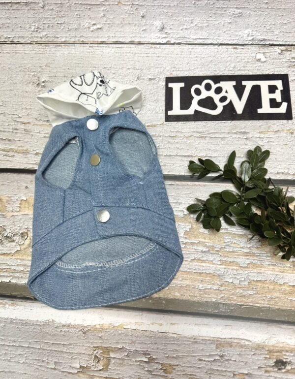 Denim Dog Jacket with Hoodie Front Pic