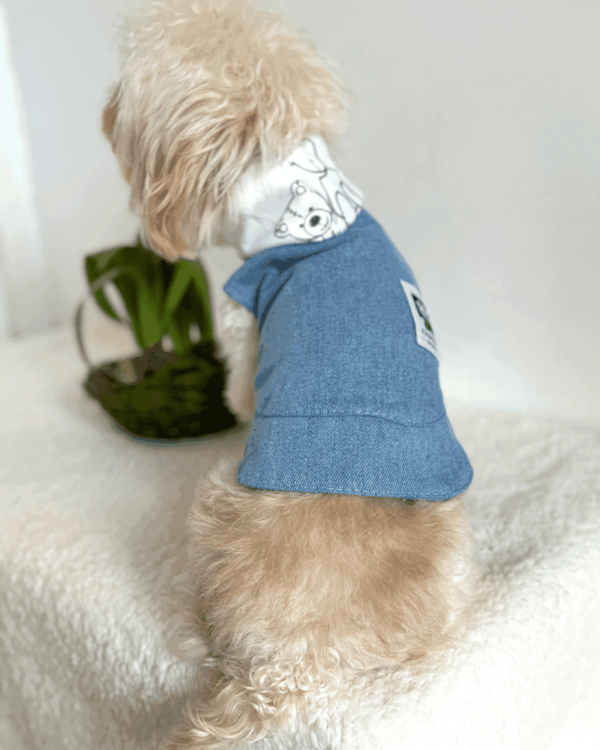 Denim Jacket with Teddy Print Hoodie 1