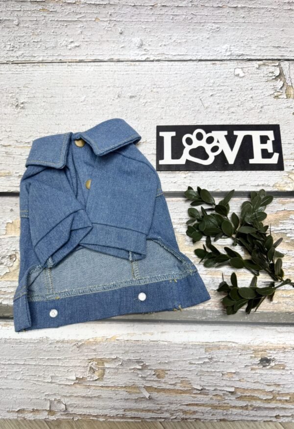 Denim 'Printed' Dog Jacket Front Pic