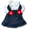 Denim Style Dog Dress with Blouse and Flowers Back