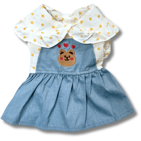 Denim Style Summer Polkadot Dog Dress Back