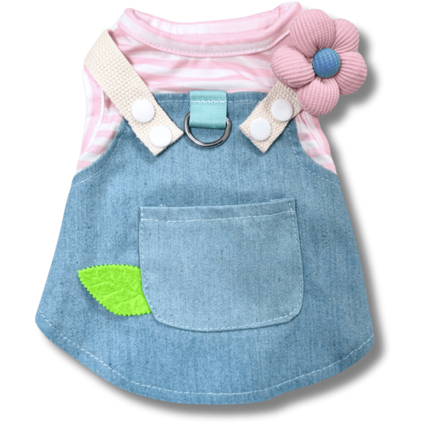 Pretty Summer Adjustable Dog Dress and Flower Back
