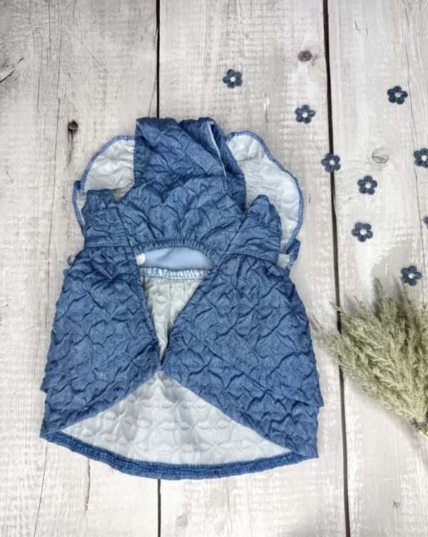 Small Dog Hand Made Denim Dress Front Pic