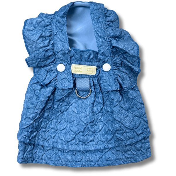 Small Dog 'Hand Made' Denim Embossed Dress Front