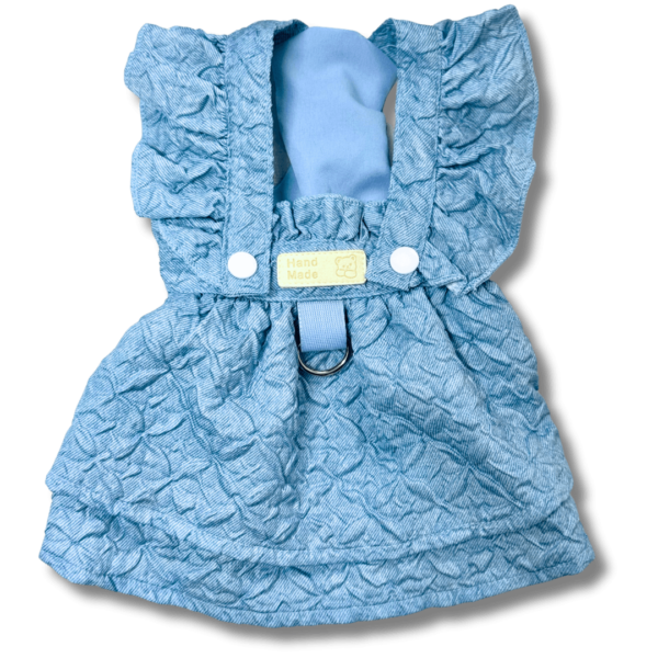 Small Dog 'Hand Made' Light Denim Embossed Dress Front