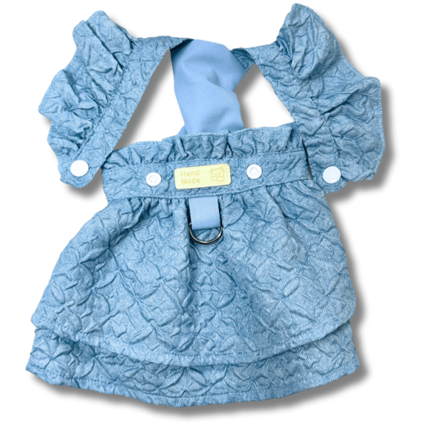 Small Dog 'Hand Made' Light Denim Embossed Dress Front Open