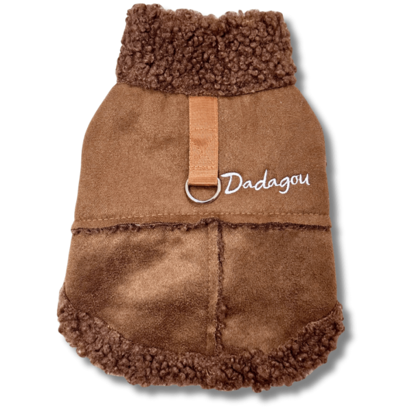 Winter 'Fleece' Style Dog Jacket Brown Back