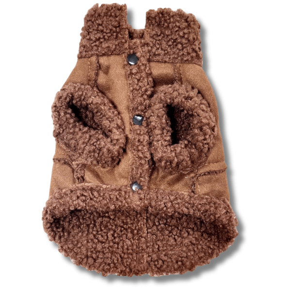 Winter 'Fleece' Style Dog Jacket Brown Front