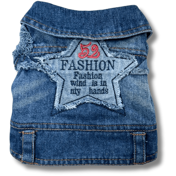Sleeveless 'Rock Style' Denim Dog Shirt Back