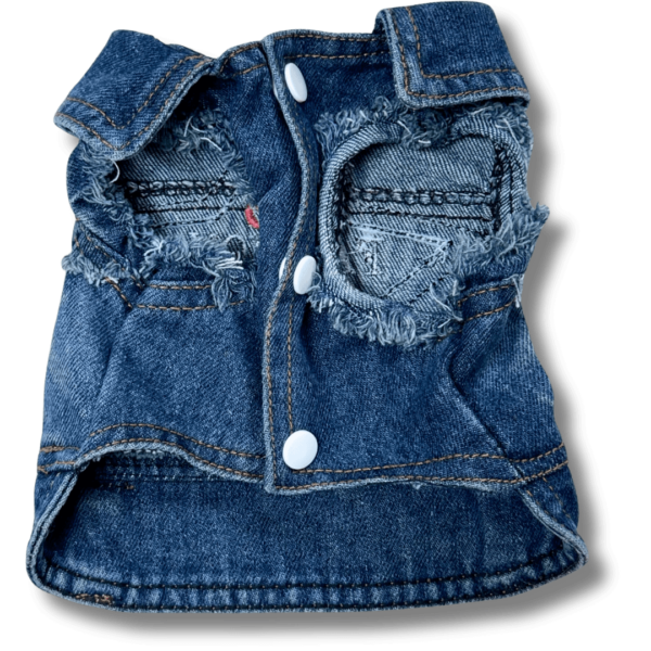 Sleeveless 'Rock Style' Denim Dog Shirt Front