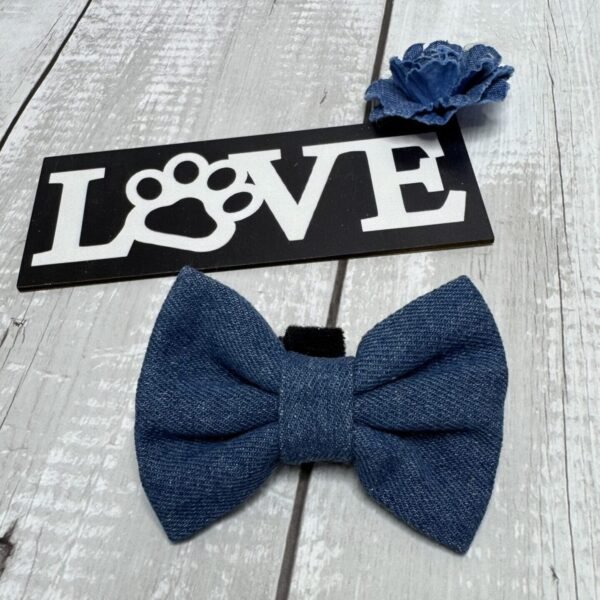 Dark Denim Dog Bow Tie Front Pic