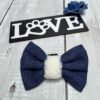 Denim Dog Bow Tie with Fleece Front Pic