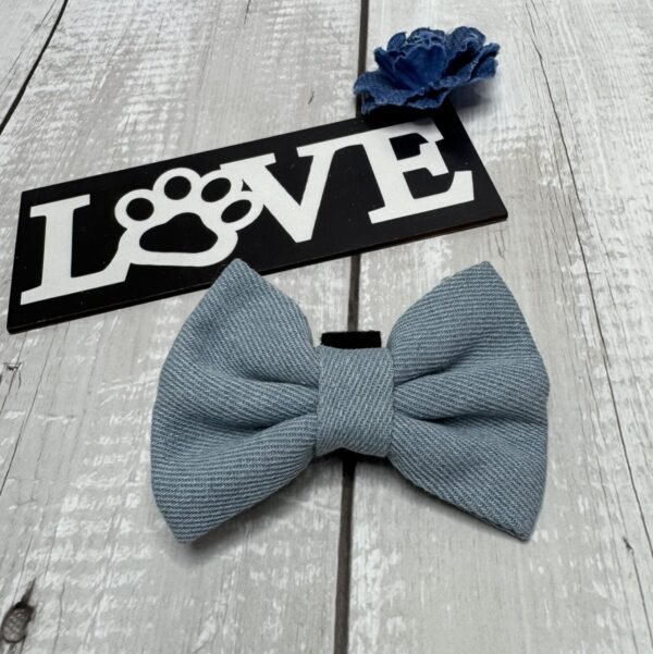 Light Denim Dog Bow Tie Front Pic