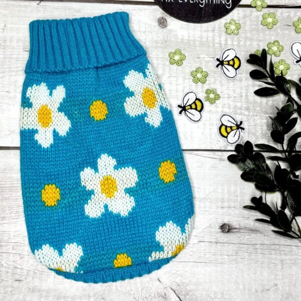 Blue Knitted Dog Jumper Back