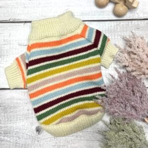 Colour Stripped Knitted Dog Jumper Back