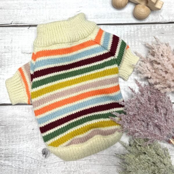 Colour Stripped Knitted Dog Jumper Back