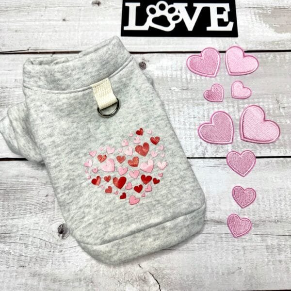 Grey Heart Dog Jacket Back