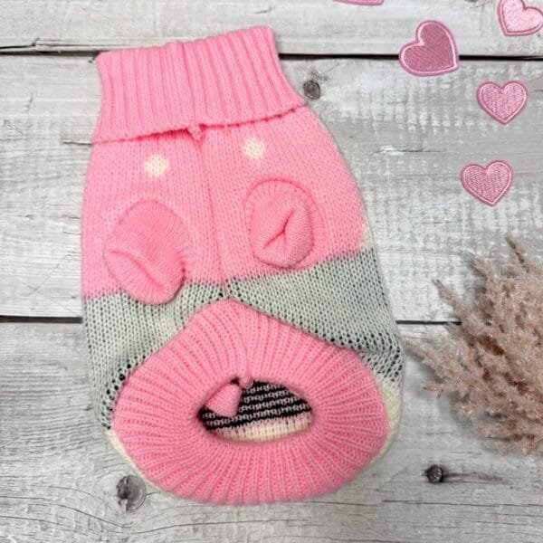 Pink Knitted Dog Jumper Front