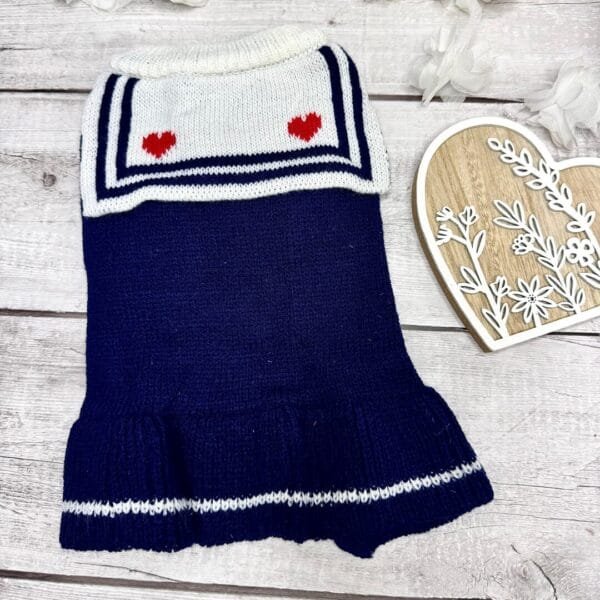 Navy Style Knit Pet Dress