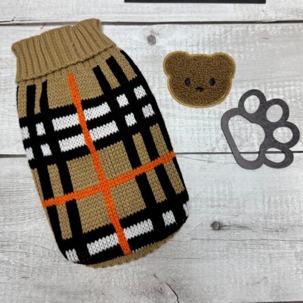 Tartan Knitted Dog Jumper Back