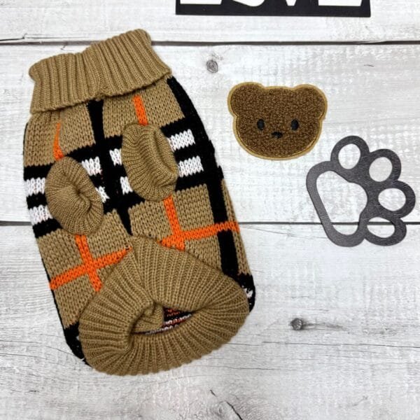 Tartan Knitted Dog Jumper Front