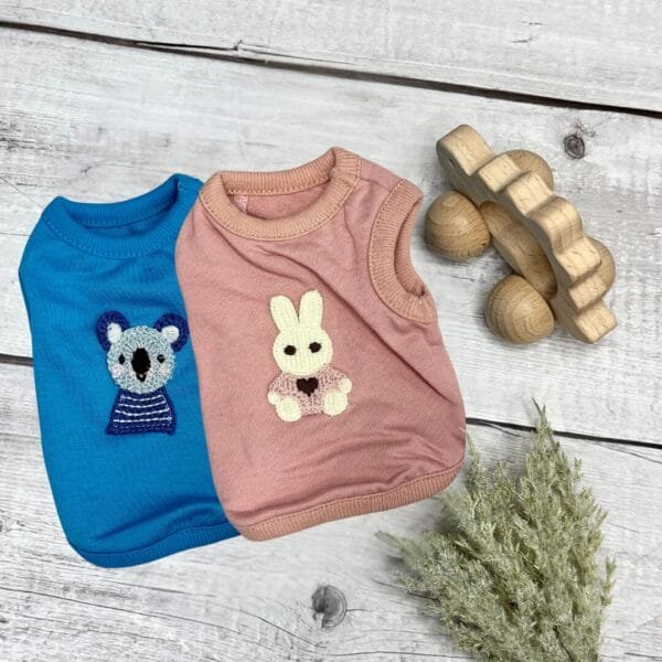 Tiny Puppy Tops Blue and Pink Back