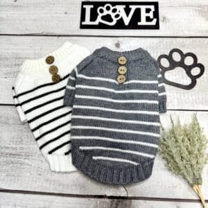 French Striped Knitted Dog Jumper